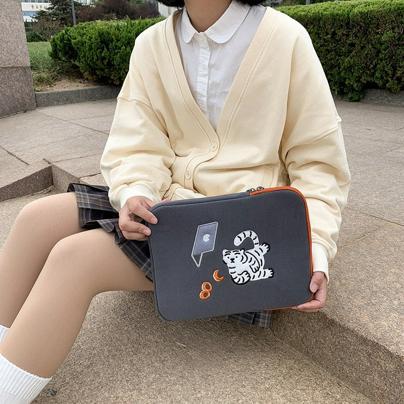 13 Inch Green Tiger Laptop Tablet Case For Macbook Ipad Pro Retina 9.7 10.8 11 14 15 15.6 inch Notebook Huawei Ipad Sleeve Bag
