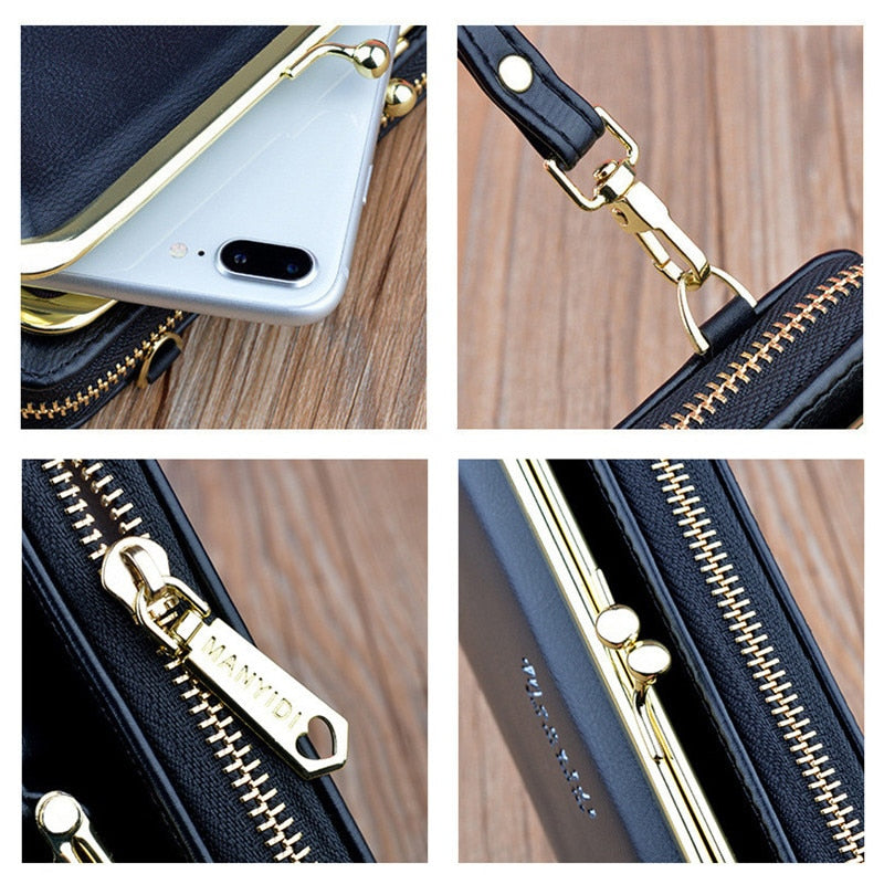 Women Bag Big Screen Phone Bag Women's Wallet Long Zipper Shoulder Bag Fashion Messenger Bag Coin Purse Leather Crossbody Wallet
