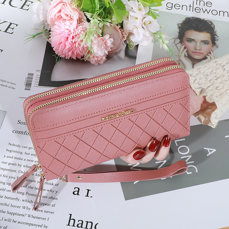Women's wallet New Phone Purses Big Female Purse Leather Brand Retro Ladies Long Woman Wallets Card Clutch Double Zipper