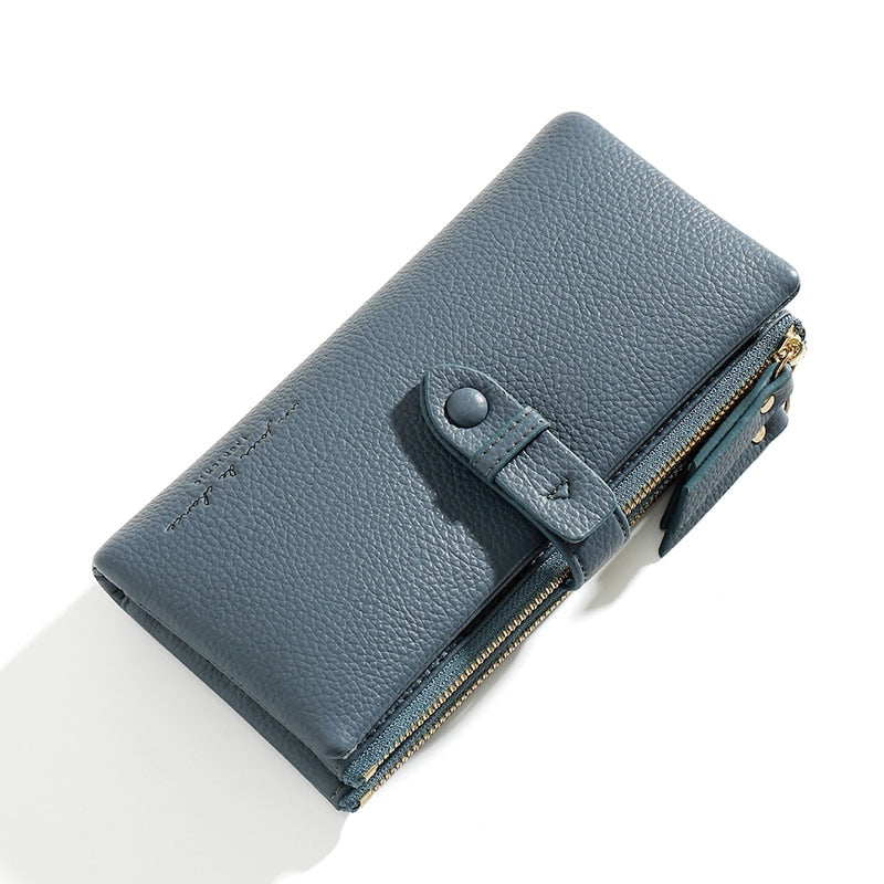 Simple Solid color fold Long Clutch Wallets Women Card Holder soft PU Pleather Zipper Pocket Purse Small Travel Wallet Ladies