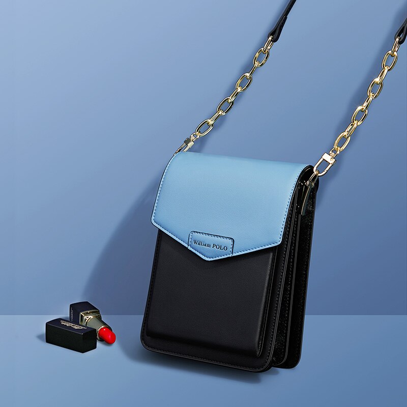 Mobile phone bag women cowhide bag women bag fashion trend single shoulder messenger bag wild new small square bag WILLIAMPOLO