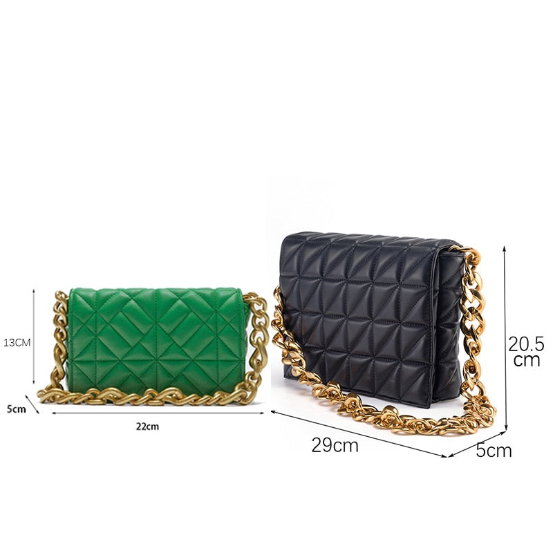 Soft Pu Leather Chain Shoulder Bag Brand Design Casual Women Purses and Handbag Green Clutch Tote Bags for Women High Quality
