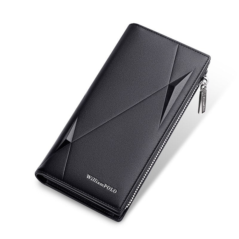 WilliamPOLO Male Genuine Leather Wallets Men Wallet Credit Business Card Holders Fashion Mobile Phone Bag zipper Purse Handbag