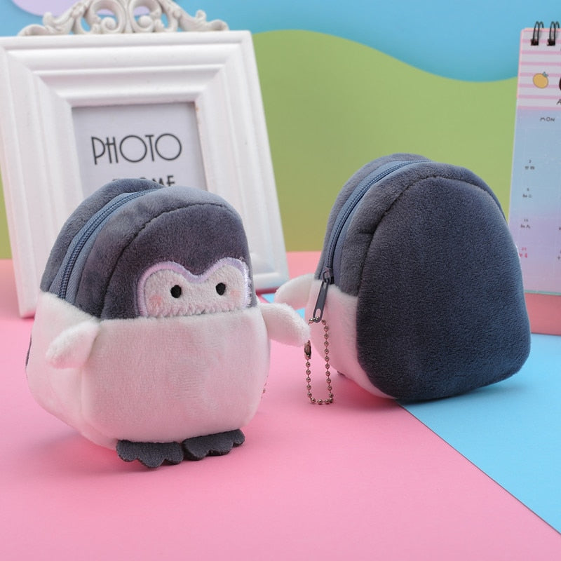 1 Pcs Kawaii Penguin Plush Purse Coin Card Wallet Bag Pendant Ornaments Storage Bag Plush Toy Lipstick Bag for Kids Gift