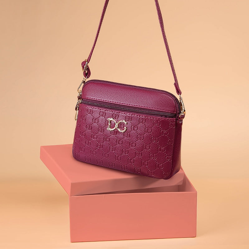 New Women's Net Red Small Round Fashion Lightweight Multi Side Versatile Single Shoulder Messenger Soft Leather Bag