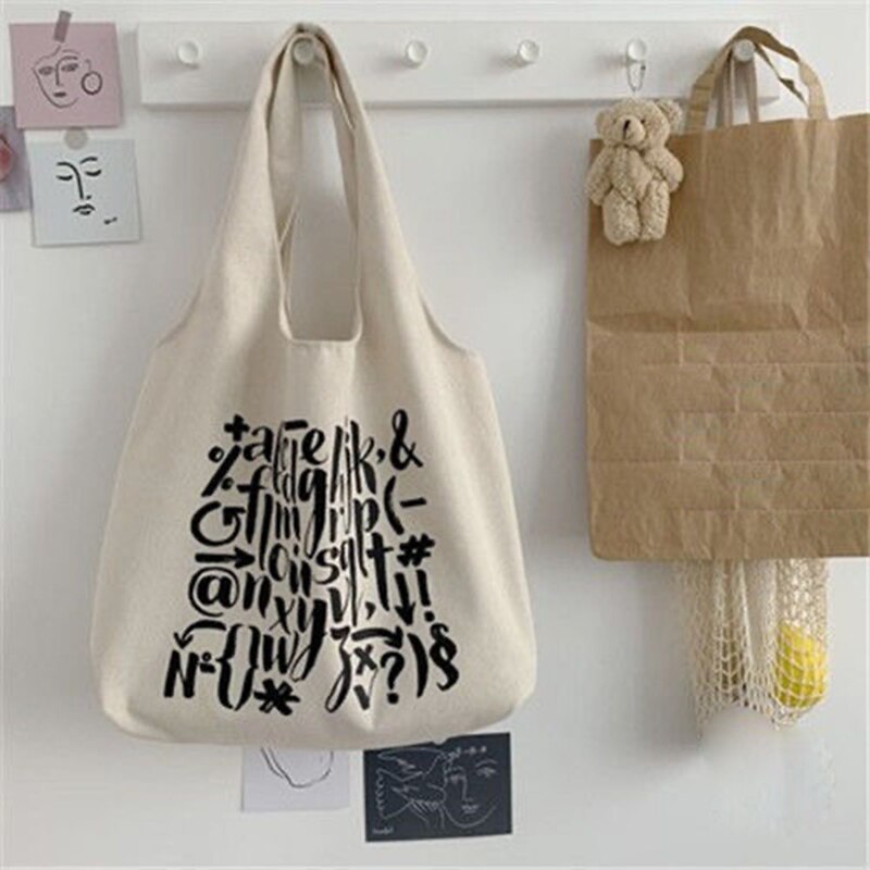 New Fashion Canvas Women Handbag Large Capacity Shoulder Bag Casual Printing Student Bag Shopping Tote Bag Shoulder Bag