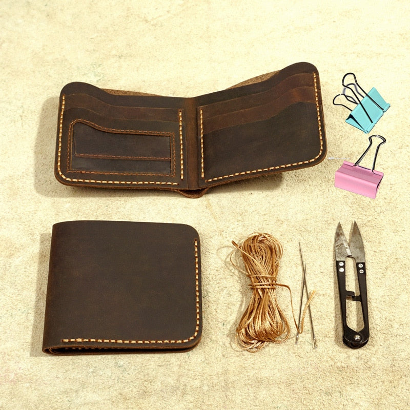 Top Genuine Leather Men's Wallet Retro Handmade Wallet for Men Durable Real Leather portfel male cartera hombre Purse for men
