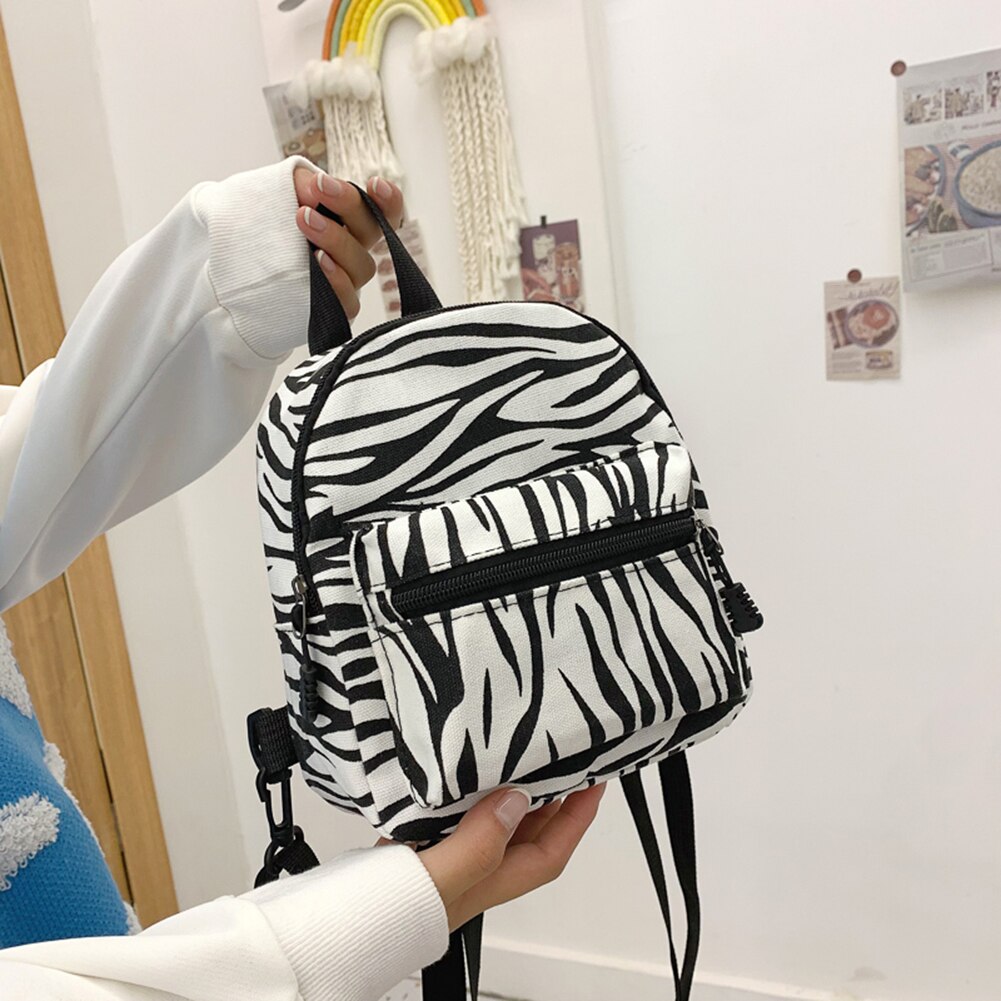 Canvas Zebra Print Backpacks for Women Fashion Winter Casual Style Ladies Backpack Large Knapsacks School Bag