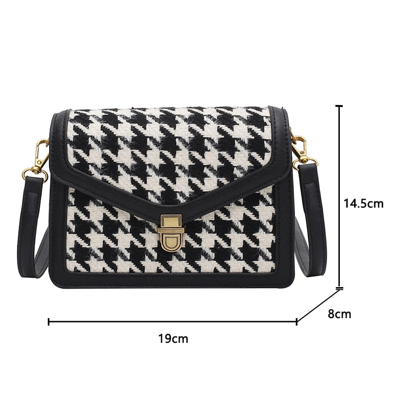с доставкой Houndstooth Crossbody women's bag Winter Shoulder Handbags Female Luxury Trending goose foot Bag and Purses