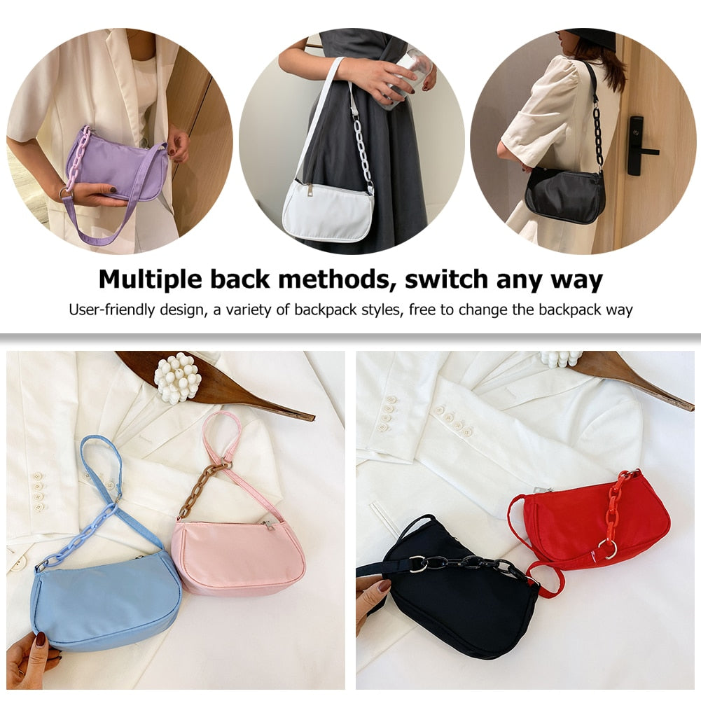 Classic Texture Fashion Women Nylon Totes Shoulder Bag Creative Design Chic Leisure Simple Female Street Style Handbag Purse
