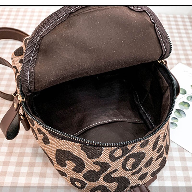 Mini Backpack Canvas Women Backpacks Winter Shoulder Crossbody Bag Leopard print New School Bag Fashion Girls School Backapck