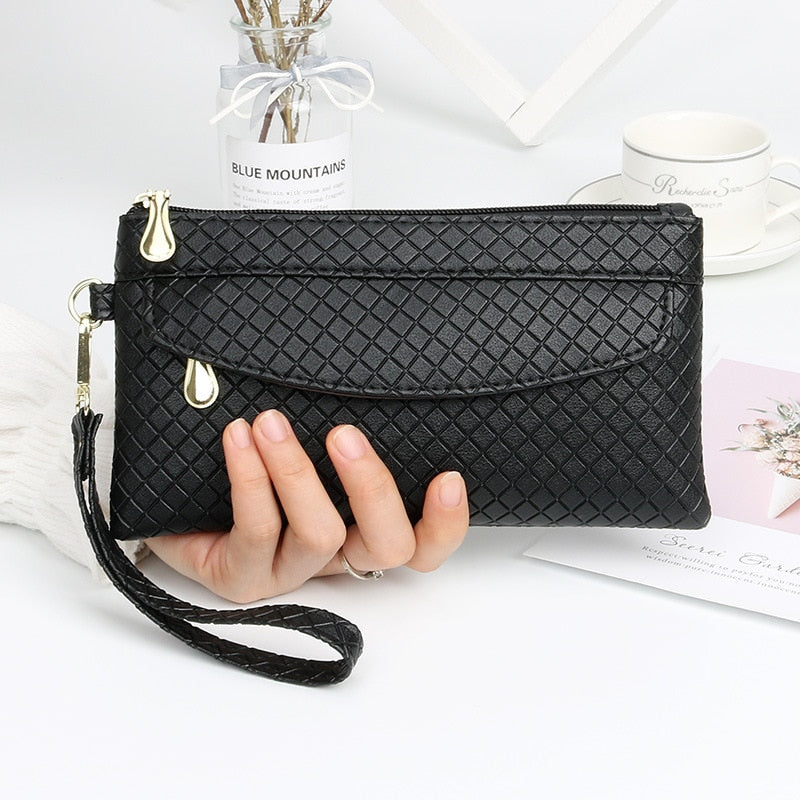 Red Black Leather Clutch Purse Women's Wallets Fallow Long Ladies Double Zipper Wallet Clutch Bag Party Design Crocodile Purses