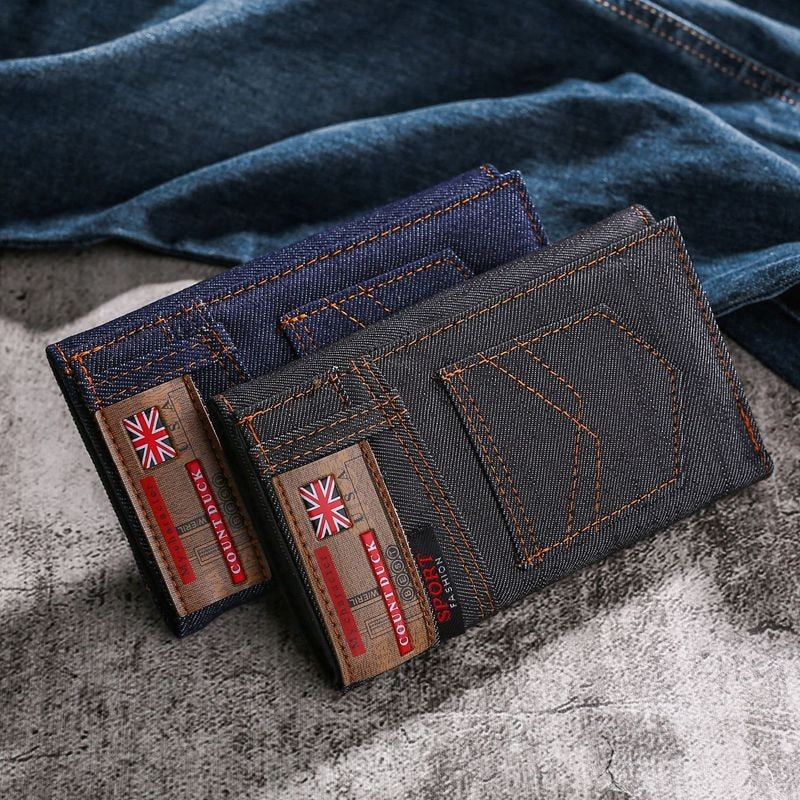 Vintage Men Wallet Coin Bag long style Purse Denim cloth Wallets for Men Zipper Wallet high-capacity Luxury Clutch Bag billetera