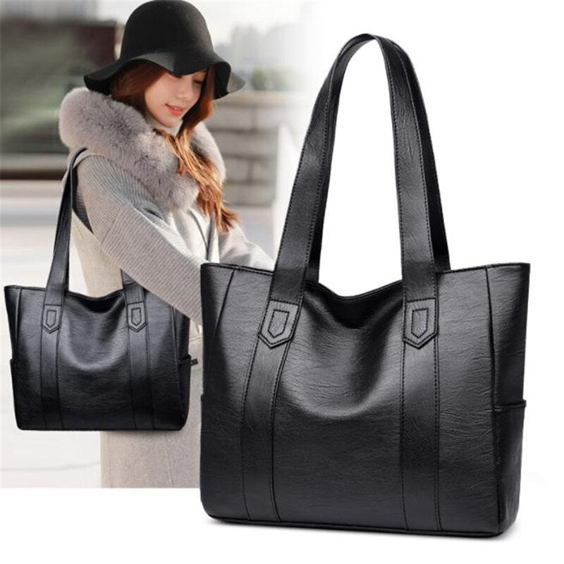 Women Leather Handbags Women's PU Tote Bag Large Capacity Female Shoulder Bags Solid Casual Women Bags Bolsas Femininas