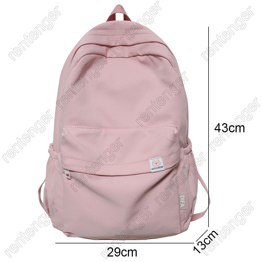 Female Kawaii College Bag Cotton Fabric Student Women Backpacks Cool Teenage Girl School Bag Cute Ladies Fashion Backpack Trendy