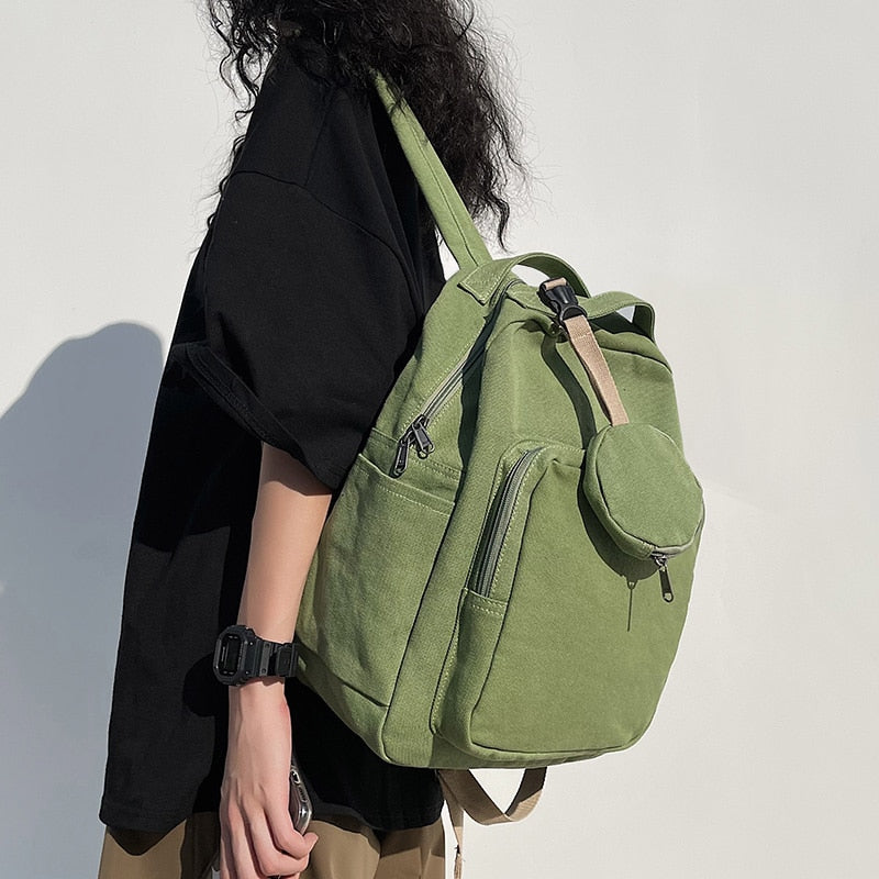 New Green Leisure Backpack Teen College Student Girl Bookl Bag Boy Travel Rucksack Fashion Women's School Bag Female Mochila