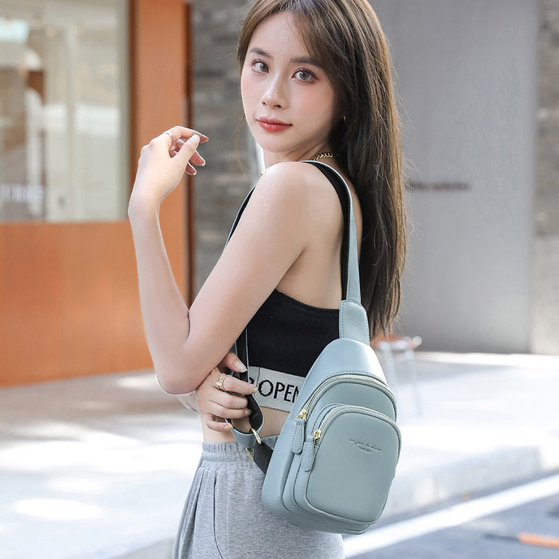 Fashion Chest & Waist Packs For Women Pu Leather Street Shoulder Bags High Quality Crossbody Bags Female Hip Hop Purses