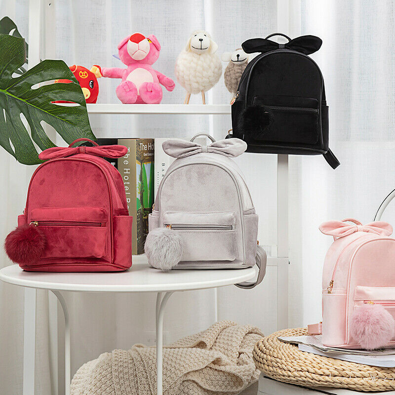 Baby Backpacks Kid Toddler Backpack Kindergarten Schoolbag Baby Cartoon Bowknot Shoulder Bag Plush Ball