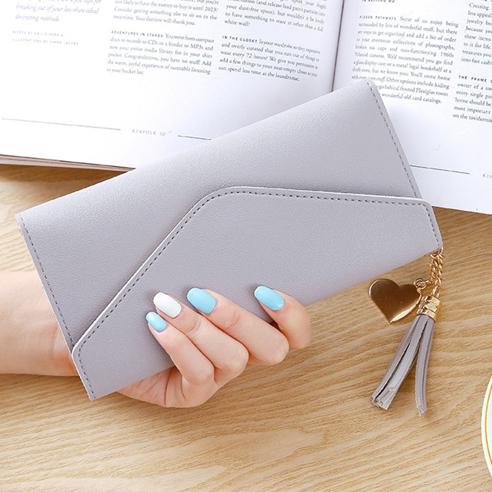 Luxury Designer Women Wallets Trendy Heart-shaped Long Clutch Bag Pendant Wallet Multifunctional Lychee Pattern Coin Purse
