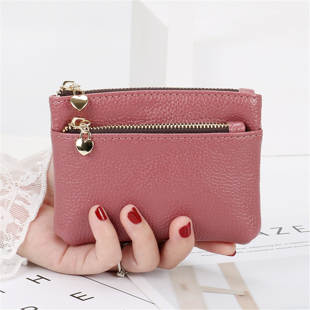 New Leather Coin Purse Women Mini Change Purses Kids Coin Pocket Wallets Key Chain Holder Zipper Pouch Card Holder Wallet