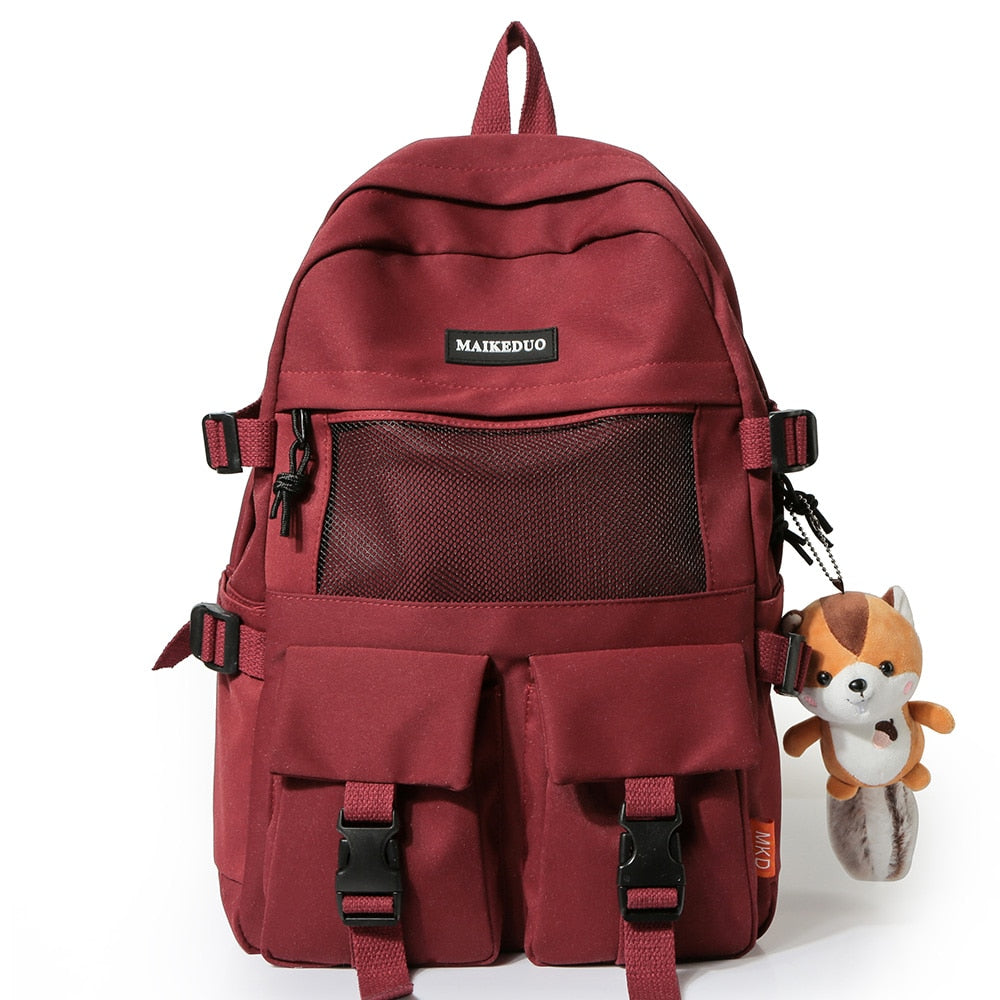 College Mesh Ladies Backpack Waterproof Female Fashion School Bag Laptop Student Girl Backpack Nylon Men Women Net Bag Book Male