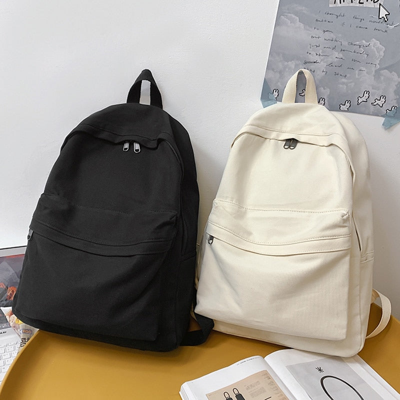 Girl Cool Travel Canvas Trendy Student Bag Female Kawaii College Backpack Fashion Women Book Bag Lady Cute Laptop Backpack Solid