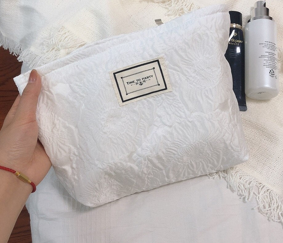 1Pcs Floral Cosmetic Bag Case Cotton Fabric Makeup Organizer Women Girl Necesserie Beauty Storage Case Large Travel Toiletry Bag