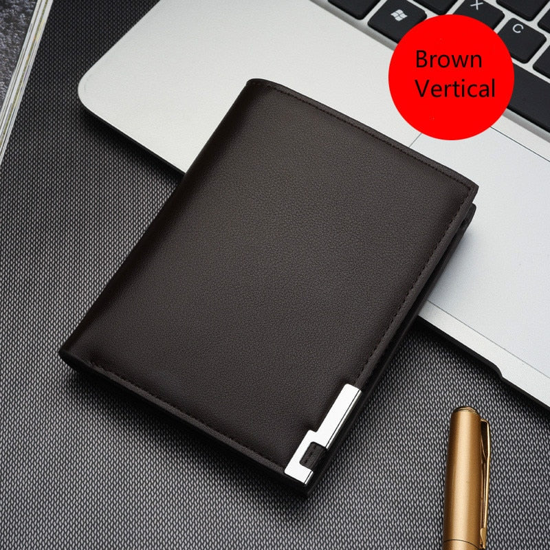 Retro Men's Wallet Business ID Card Holders Purse Small Leather Card Wallets Short Bifold Wallet for Men Slim Purses Male Wallet