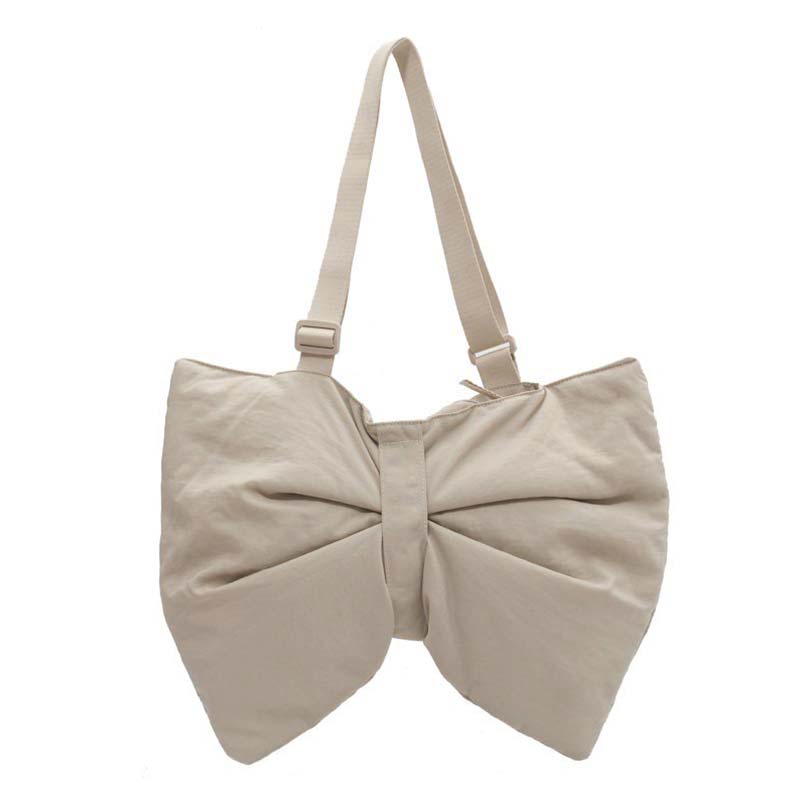 Solid Color Big Bow-Knot Shoulder Bags for Women Chic Luxury Designer Handbags Office Ladies Casual High Capacity Messenger Bag