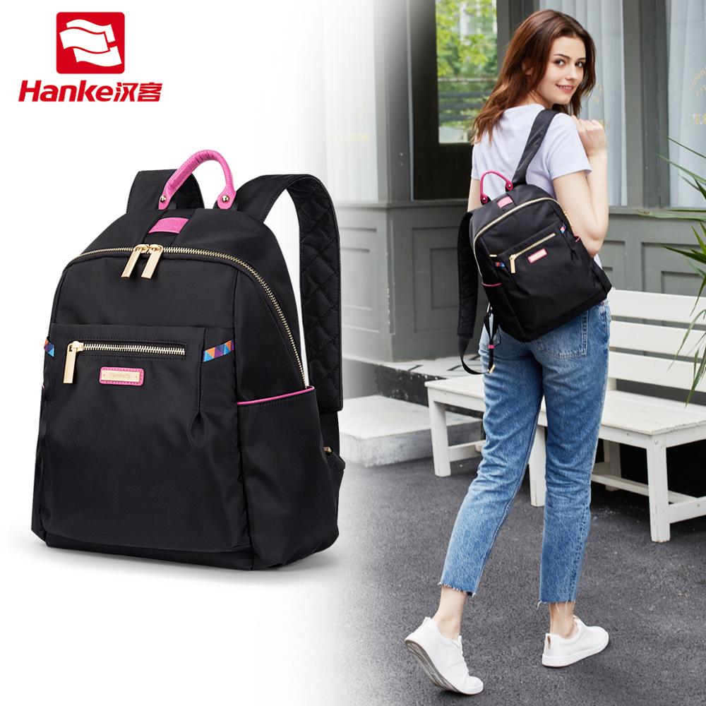 Hanke Women Backpack Fashion Design Waterproof Laptop Back Bag 15" Backpack Bag Black Dropship H6866 H6868