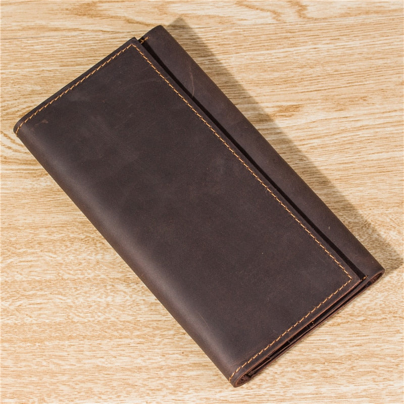 Vintage Men's Long Wallet Man Genuine Leather Purse Clutch Wallets First Layer Real Leather Multi-Card Retro Card Holder Wallets