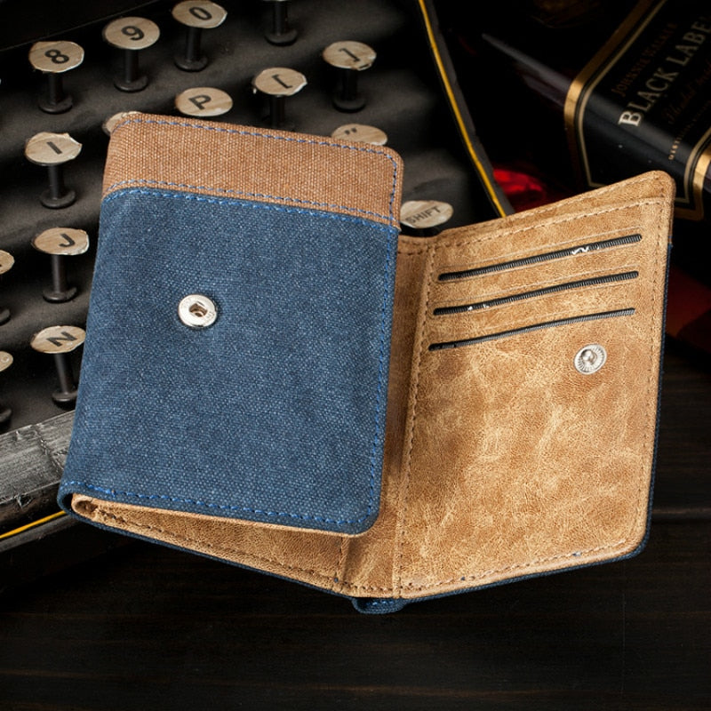 Retro Men's Wallet Business ID Card Holders Purse Small Leather Card Wallets Short Bifold Wallet for Men Slim Purses Male Wallet