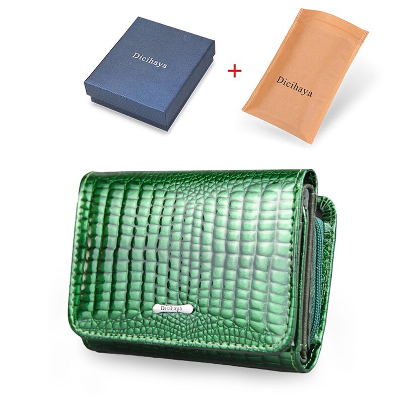 DICIHAYA Short Wallet Women Coin Wallets Red Coin Purse Genuine Leather Lady Zipper Design With Coin Purse Pockets Small Wallet