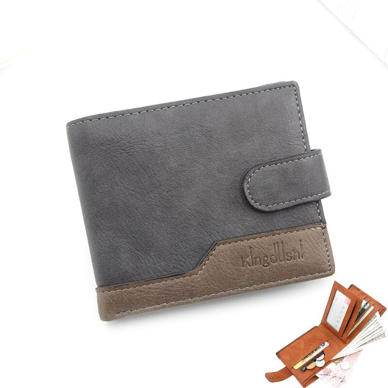 Men's wallet made of leather Wax oil skin purse for men Coin Purse Short Male Card Holder Wallets Zipper Around Money Bag