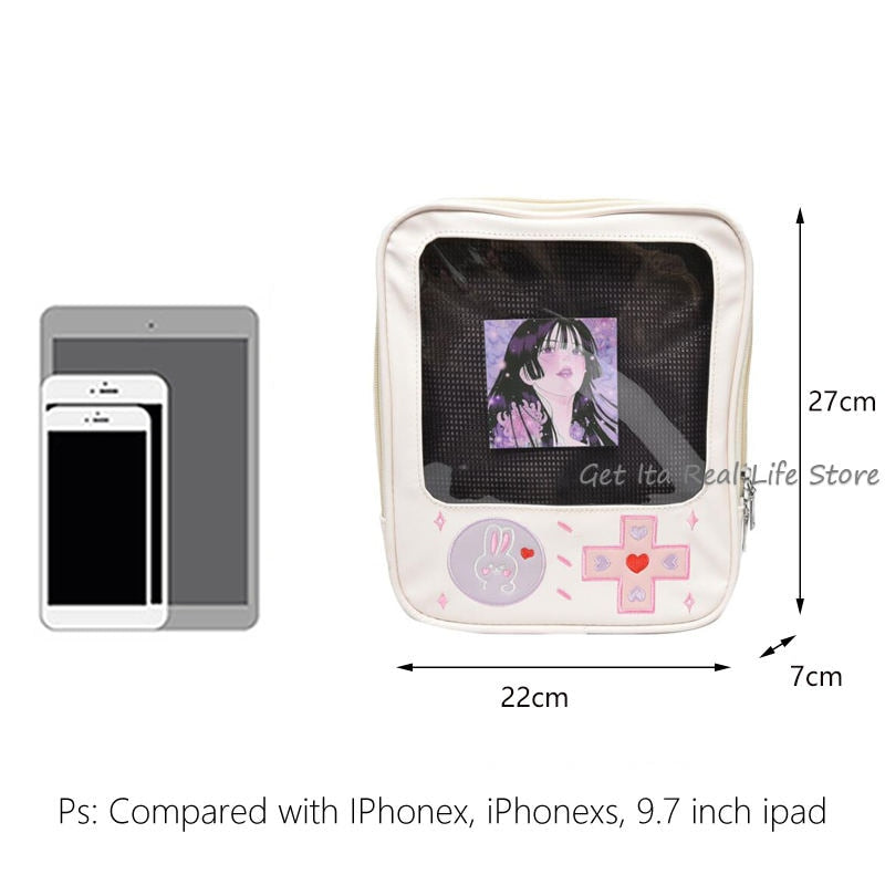 Cute Clear Kawaii Ita Bag Backpack Game Machine Style Transparent Rucksack Ita Shoulder Bag Bunny Girls Lolita Backpack H225