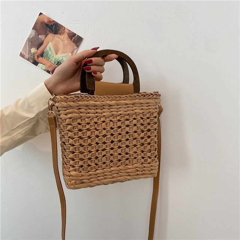 Women's Bag Trend Handbags Korean Straw Solid Color Beach Summer Vacation Fashion Designer Female Shoulder Crossbody Bags
