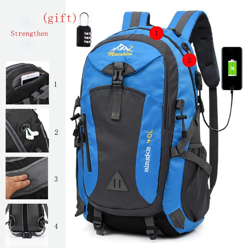 Anti-theft Mountaineering Waterproof Backpack Men Riding Sport Bags Outdoor Camping Travel Backpacks Climbing Hiking Bag For Men