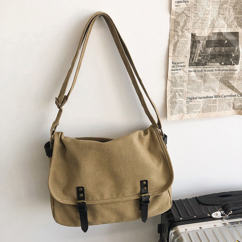 Messenger Bags Women Japanese Fashion Vintage Large Capacity Cross-body Canvas Bag Unisex All-match Shopping Students School New
