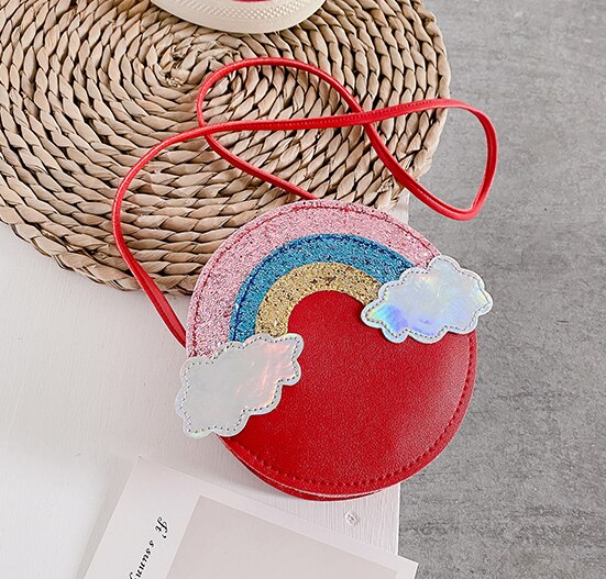 Lovely Children's PU Leather Red Messenger Bag Cute Girls Cartoon Shoulder Bags Princess Accessories Mini Coin Purse Handbags