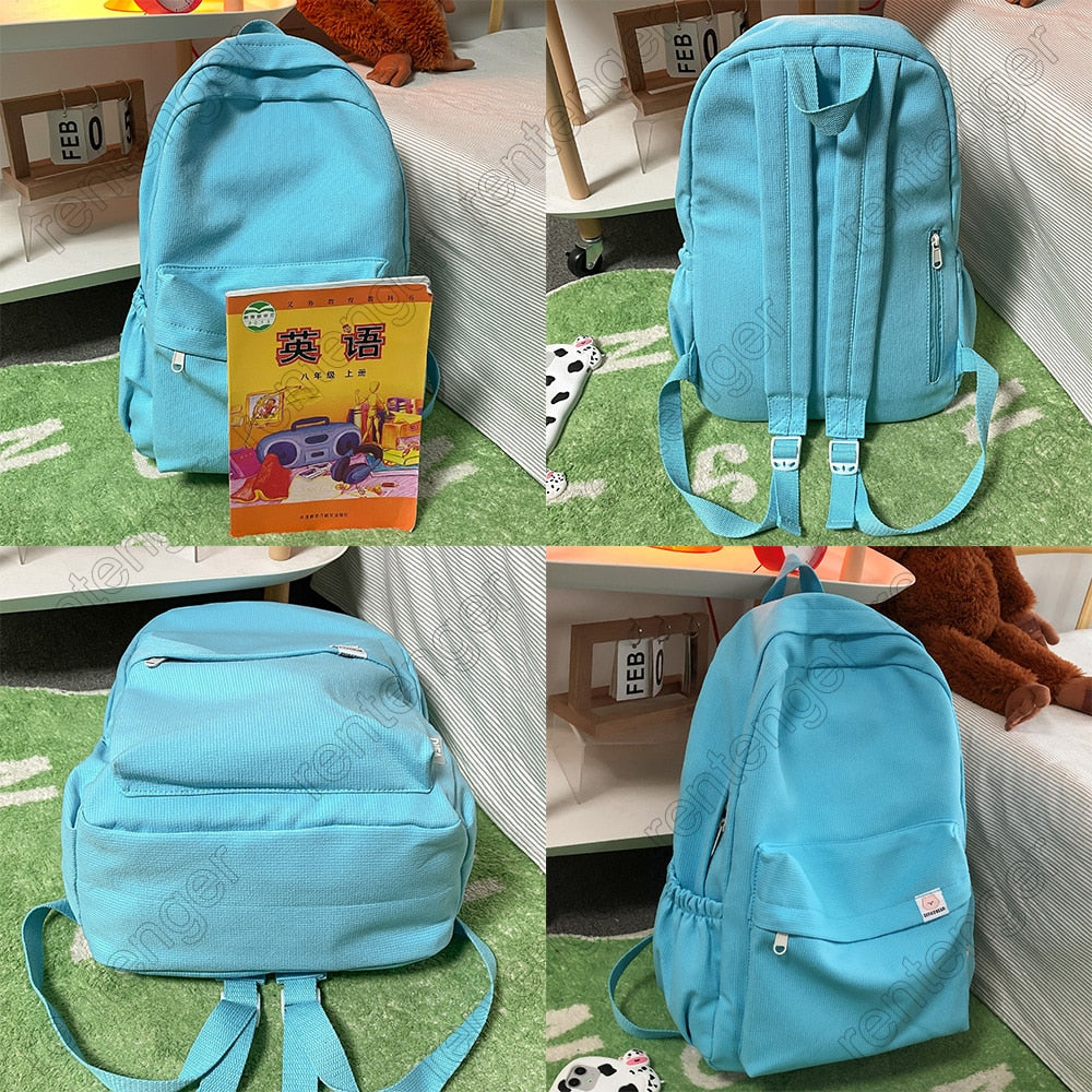 Female Kawaii College Bag Cotton Fabric Student Women Backpacks Cool Teenage Girl School Bag Cute Ladies Fashion Backpack Trendy