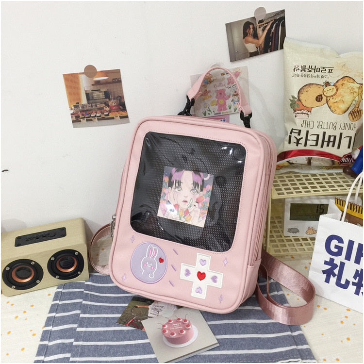 Cute Clear Kawaii Ita Bag Backpack Game Machine Style Transparent Rucksack Ita Shoulder Bag Bunny Girls Lolita Backpack H225