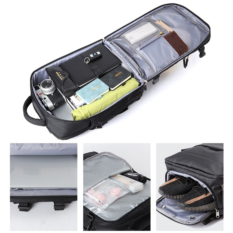 Women Multifunction Travel Large Capacity Backpack Ladies Weekend Outing Luggage With Wet Shoe Compartment 180° Open Way Bag