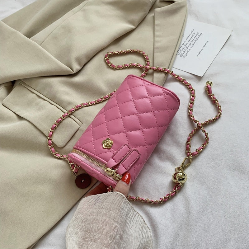 с доставкой Luxury Quilted PU Leather Crossbody Bags Women Cute Shoulder Tote Female Lady Elegant Branded Chain Purses