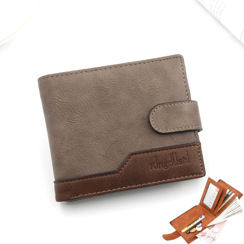 Men's wallet made of leather Wax oil skin purse for men Coin Purse Short Male Card Holder Wallets Zipper Around Money Bag