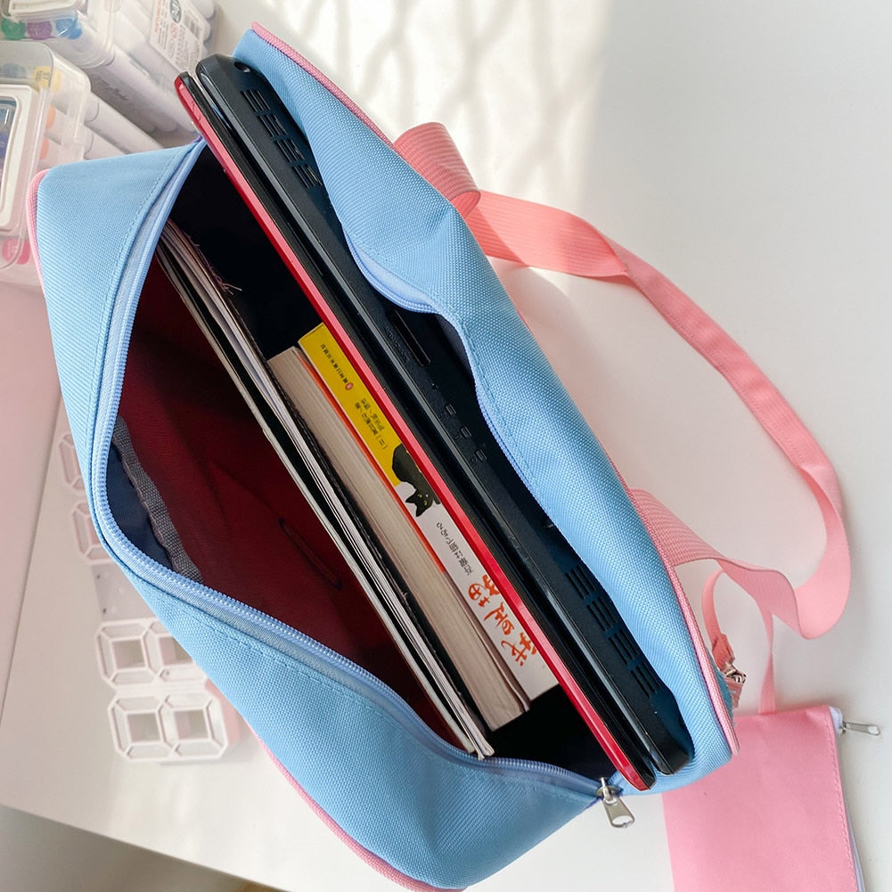 Fashion Cute Women Transparent Love Heart Patchwork Canvas Shoulder Bags Casual Ladies Large Capacity Travel Handbags Totes