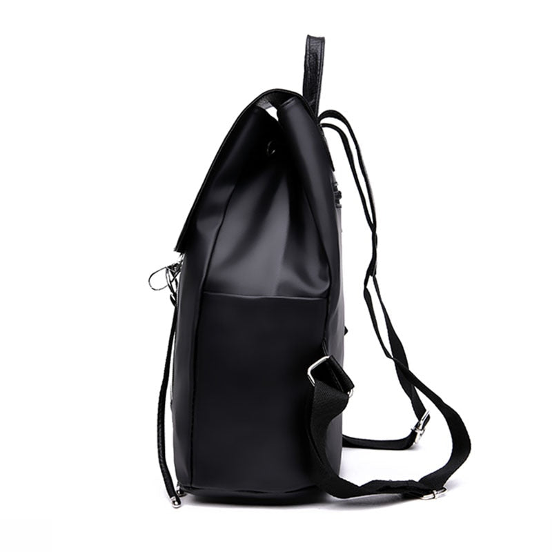 Simple Trending Solid Color Nylon Women's Backpacks Casual Large Capacity Design Black School Bags for Teenager