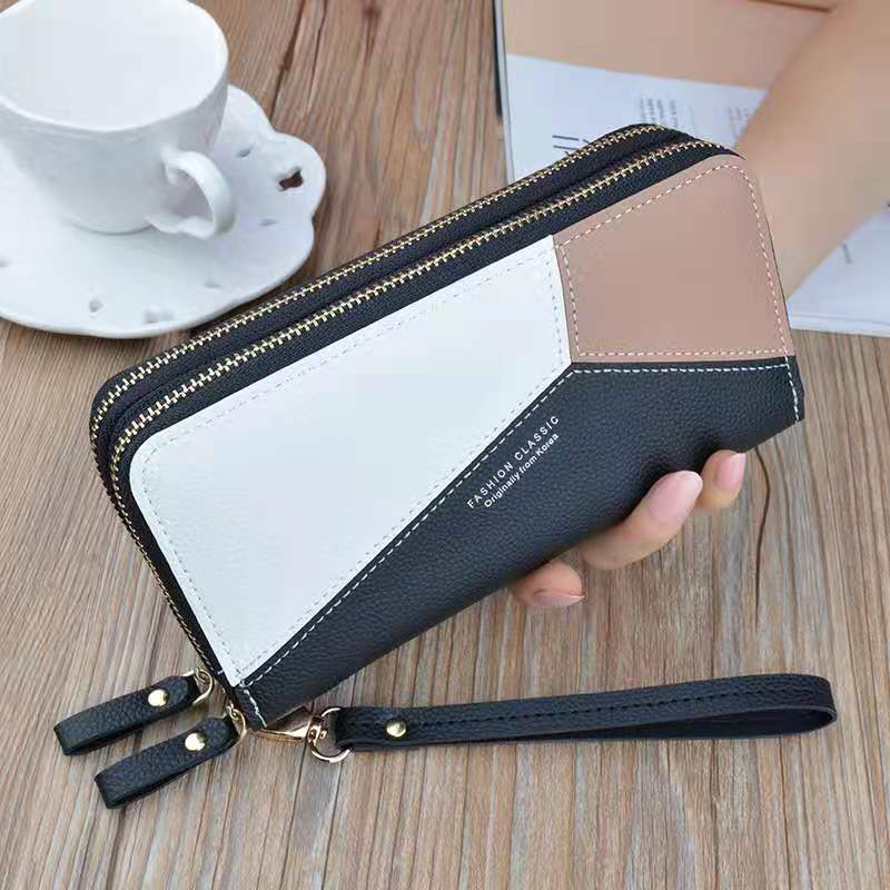 Women's Wallet Good Fashion Ladies Mobile Phone Long New Coin Card Money Color Matching Double Zipper in Hand Strap Features 580