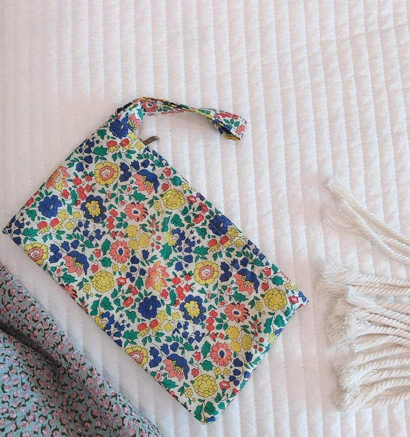 Korean Floral Coin Purse Mini Cotton Sanitary Towel Pouch Women's Cosmetic Bag Fabric Make Up Organizer Beauty Case Storage Bag