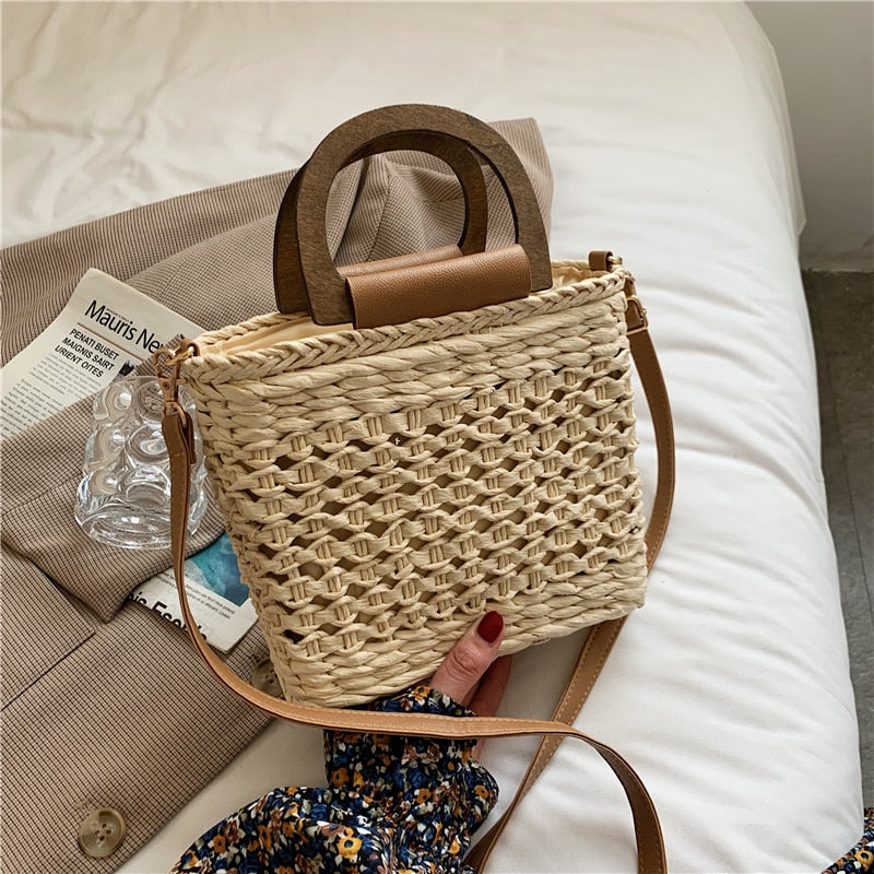 Women's Bag Trend Handbags Korean Straw Solid Color Beach Summer Vacation Fashion Designer Female Shoulder Crossbody Bags
