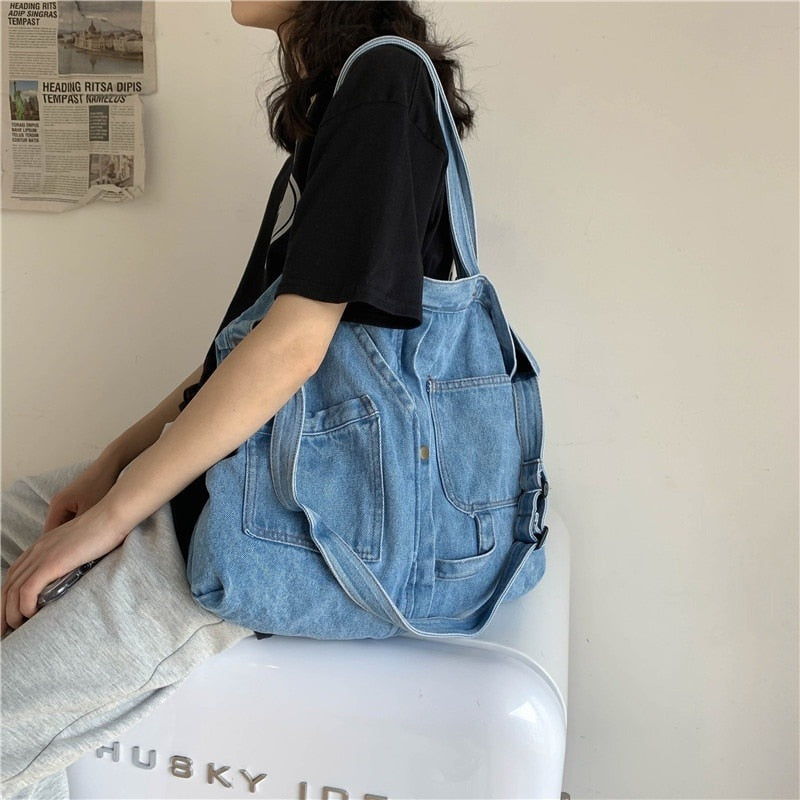 Denim Shoulder Hand Bag for Woman Shoulder Bag Crossbody Casual Jeans Bags Women Handbags Denim Bag